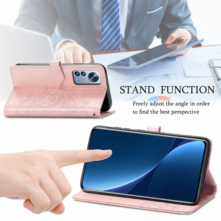 Mandala Flower Embossed Horizontal Flip Leather Phone Case, For Xiaomi 12 Pro
