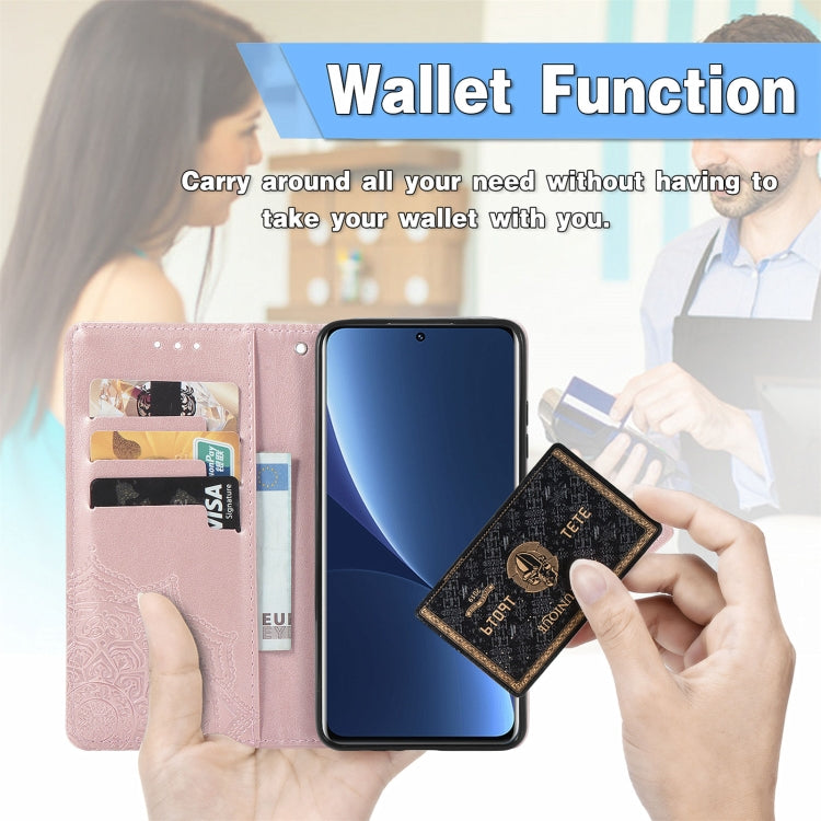Mandala Flower Embossed Horizontal Flip Leather Phone Case, For Xiaomi 12 Pro