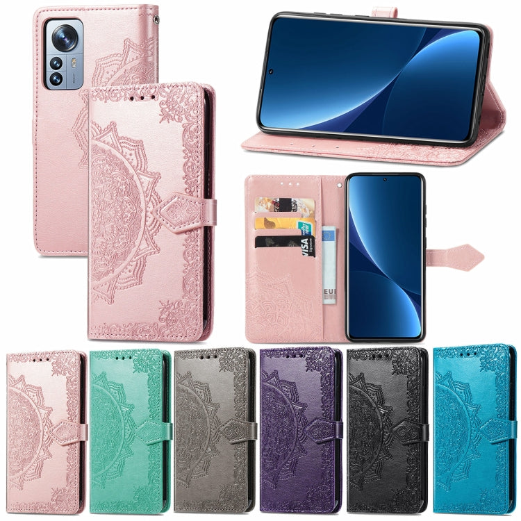 Mandala Flower Embossed Horizontal Flip Leather Phone Case, For Xiaomi 12 Pro