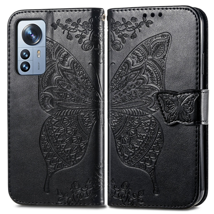 Butterfly Love Flower Embossed Leather Phone Case, For Xiaomi 12 Pro