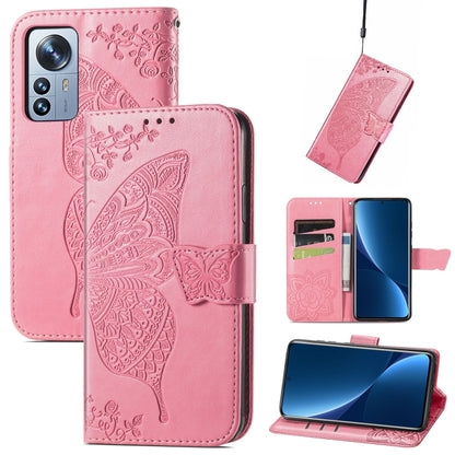 Butterfly Love Flower Embossed Leather Phone Case, For Xiaomi 12 Pro