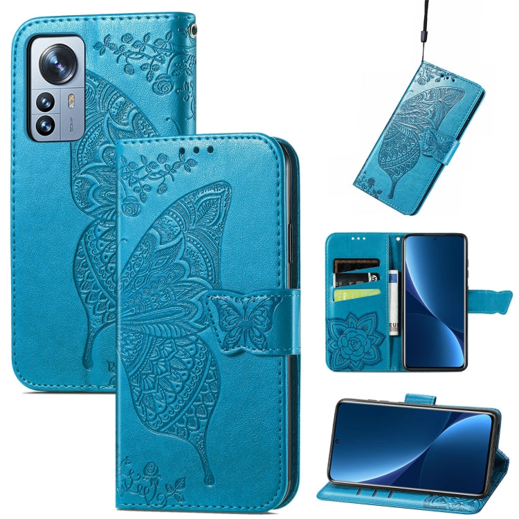 Butterfly Love Flower Embossed Leather Phone Case, For Xiaomi 12 Pro