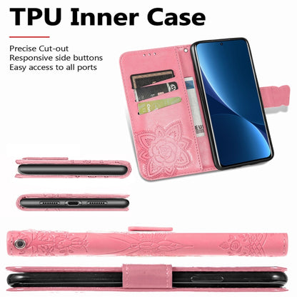 Butterfly Love Flower Embossed Leather Phone Case, For Xiaomi 12 Pro