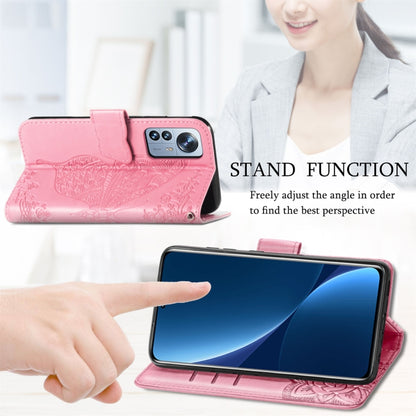 Butterfly Love Flower Embossed Leather Phone Case, For Xiaomi 12 Pro