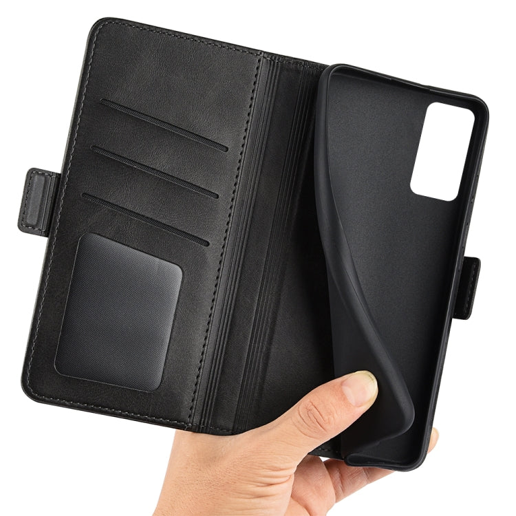 Black leather flip phone case with inner card pockets for Xiaomi 12 Pro.