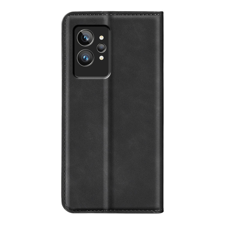 Black leather folio phone case with camera cutout and protective cover flap