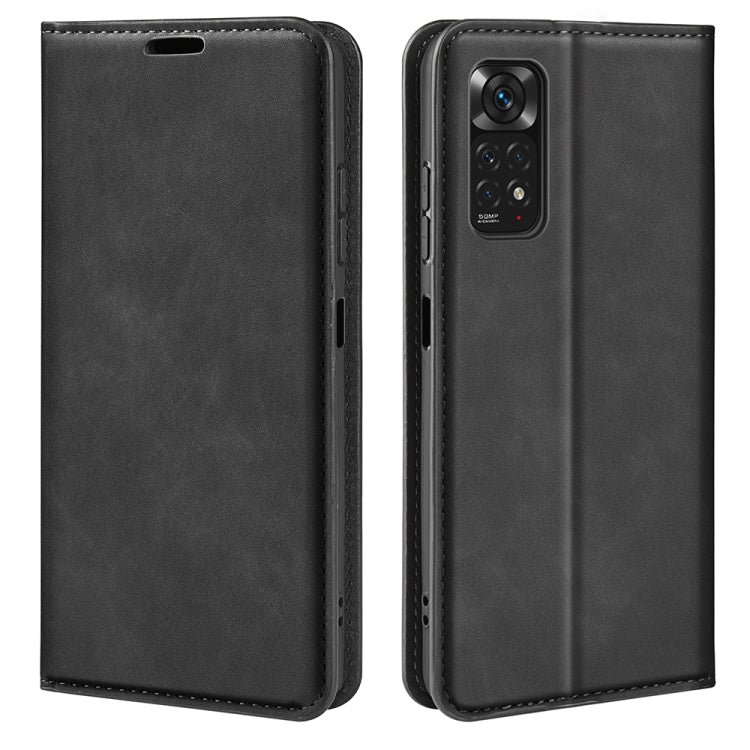 Black leather flip phone case with magnetic clasp and camera cutout