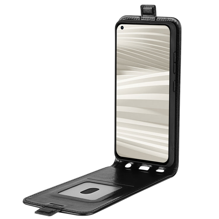 Vertical flip leather phone case for OPPO Realme GT2 Pro 5G, black open with stand