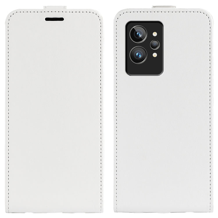 Vertical flip leather phone case for OPPO Realme GT2 Pro 5G, white with camera opening