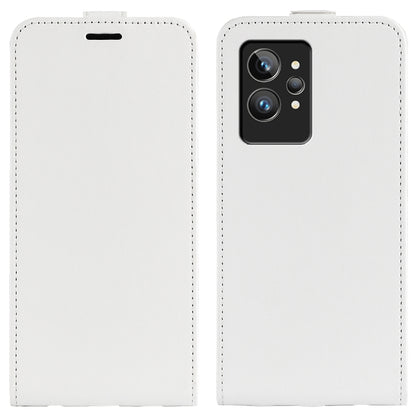 Vertical flip leather phone case for OPPO Realme GT2 Pro 5G, white with camera opening