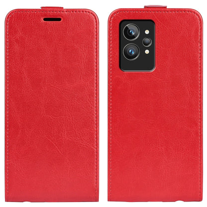 Vertical flip leather phone case for OPPO Realme GT2 Pro 5G, red with camera cutout