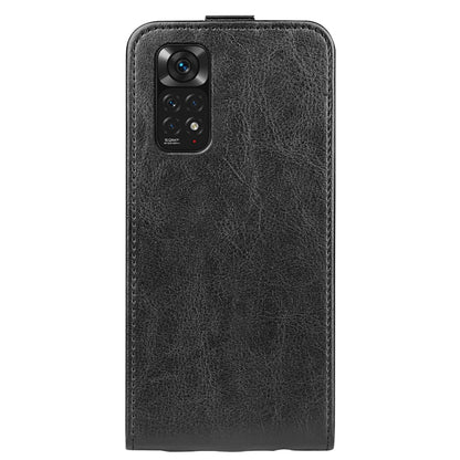 Black textured vertical flip leather phone case with camera and speaker cutouts