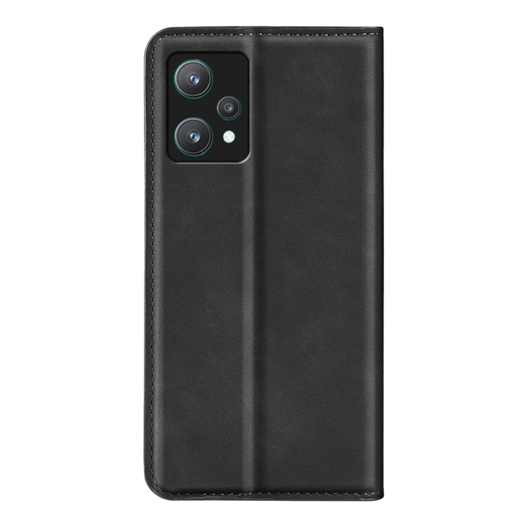 Black leather phone case with rear camera opening and side button cutouts