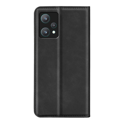 Black leather phone case with rear camera opening and side button cutouts