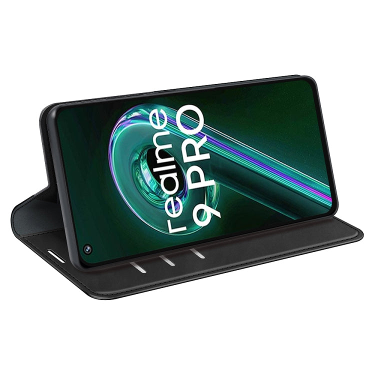 Black leather wallet phone case folded with stand for portrait viewing