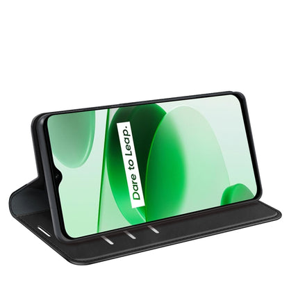 Black leather phone case with kickstand viewing stand and flip cover