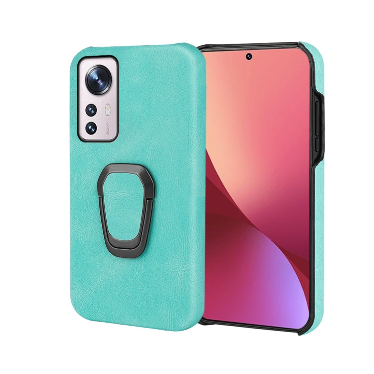 Mint green PU phone case with ring holder and camera lens cutouts