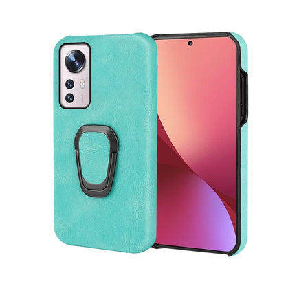 Mint green PU phone case with ring holder and camera lens cutouts