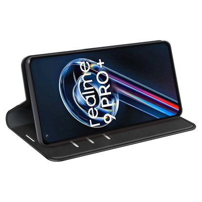 Black leather-style folio phone case with viewing stand and front cover