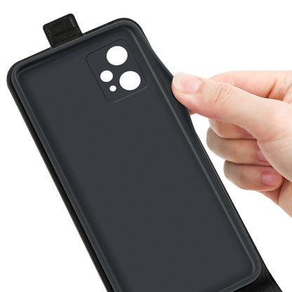 Black textured leather phone case back cover with camera cutout and grip