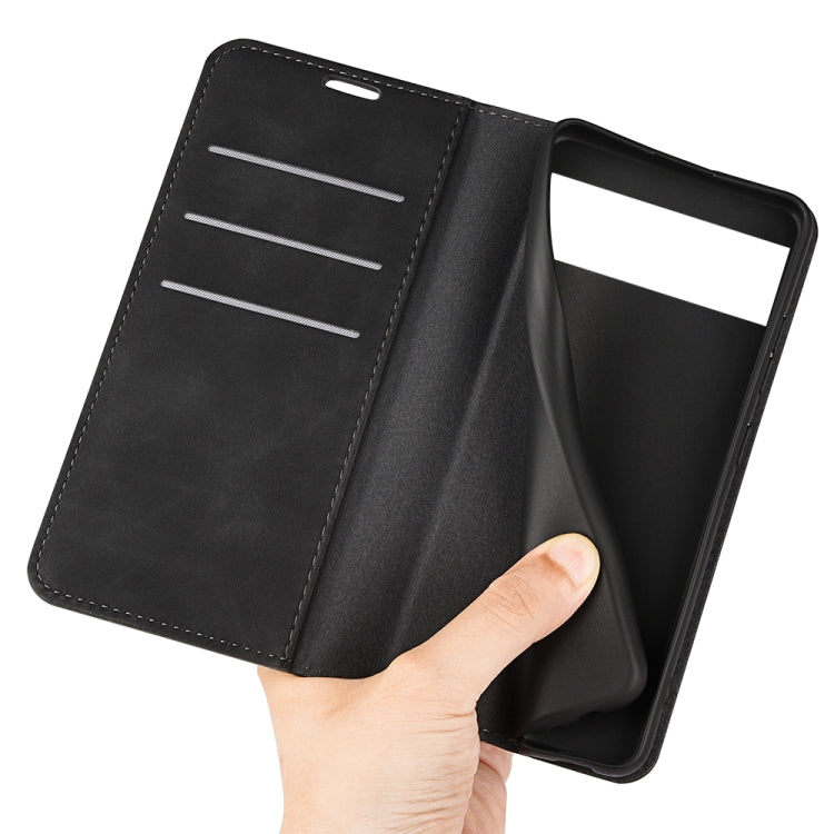 Black leather folio phone case open view with inner card slots
