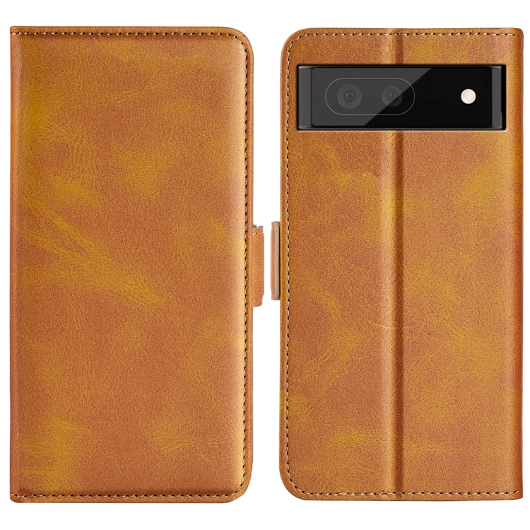 Brown leather magnetic buckle phone case with flip cover for Google Pixel 7 Pro
