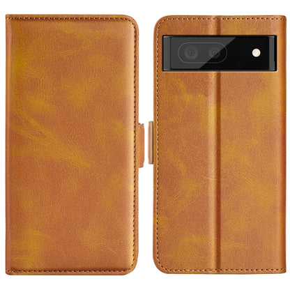 Brown leather magnetic buckle phone case with flip cover for Google Pixel 7 Pro