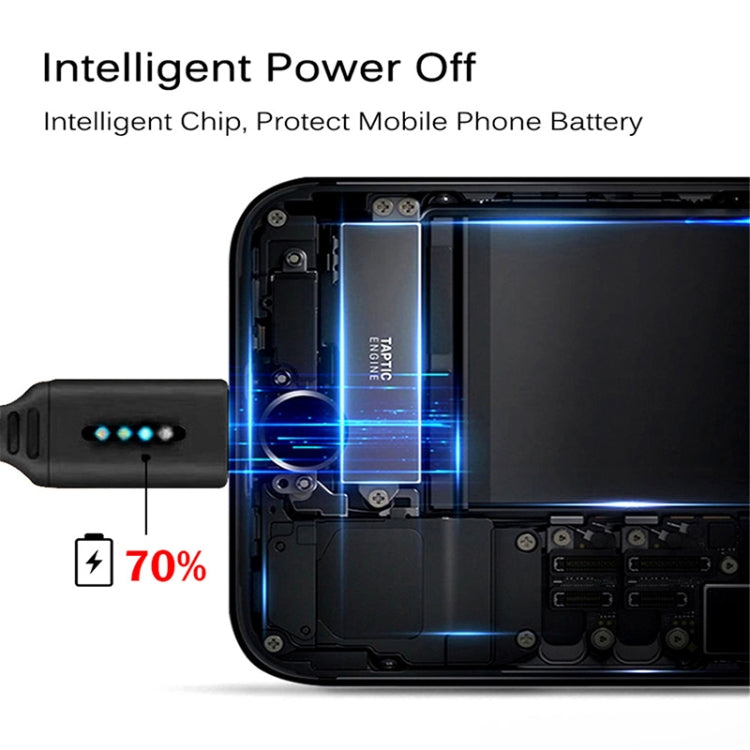 Black USB cable connector with blue indicator light for automatic power off