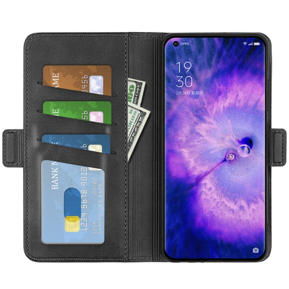 Black leather wallet-style phone case with card slots and magnetic clasp, open