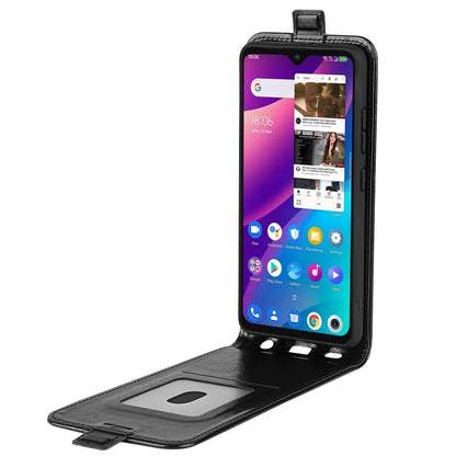 Black vertical flip leather phone case open with screen protection