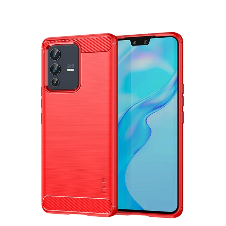 Carbon fiber-textured soft TPU phone case, red with front cover edge and camera cutout
