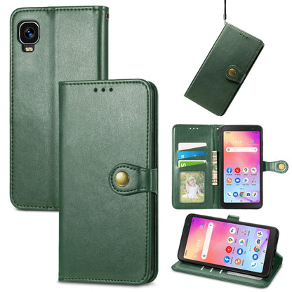 Green leather buckle wallet phone case with card slots and flip cover for phone