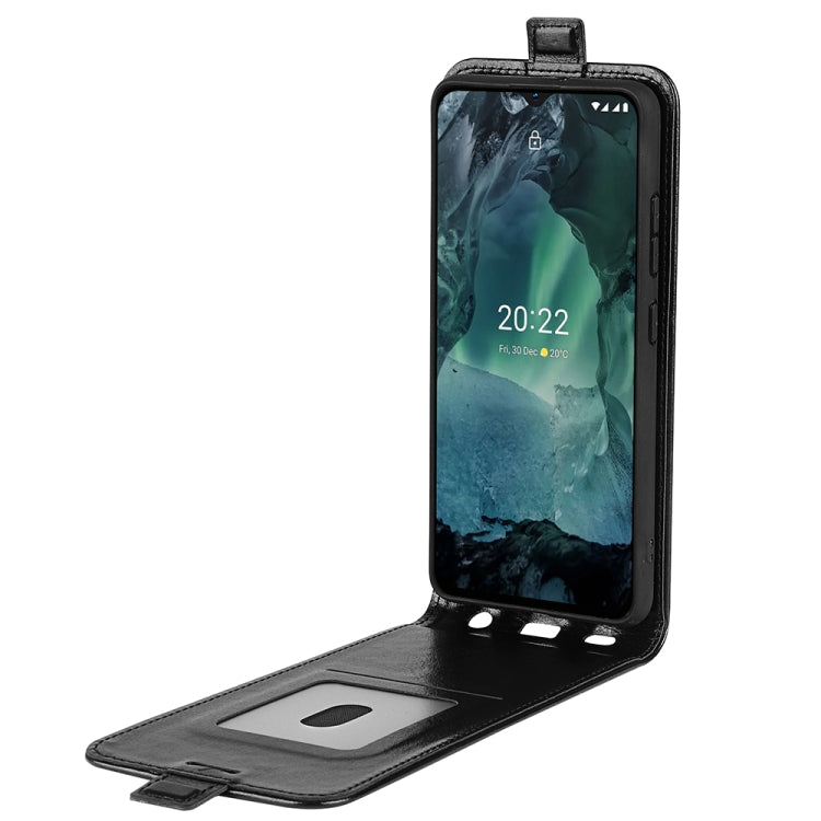 Black textured flip leather phone case with open front cover and card slot