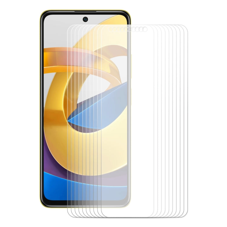 Multiple tempered glass screen protectors for Poco M4 Pro 5G with clear rounded edges