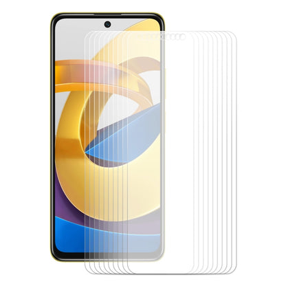 Multiple tempered glass screen protectors for Poco M4 Pro 5G with clear rounded edges