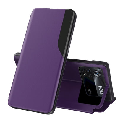Attraction Flip Holder Leather Phone Case, For Xiaomi Poco X4 Pro 5G, For Xiaomi Poco M4 Pro 4G