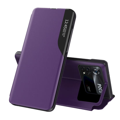 Attraction Flip Holder Leather Phone Case, For Xiaomi Poco X4 Pro 5G, For Xiaomi Poco M4 Pro 4G
