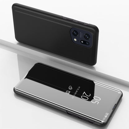 Plated Mirror Horizontal Flip Leather Case with Holder, For OPPO Find X5