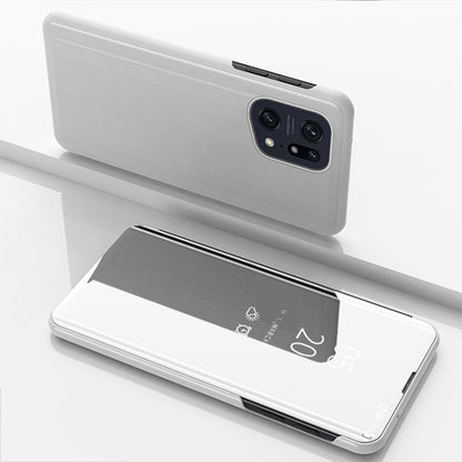 Plated Mirror Horizontal Flip Leather Case with Holder, For OPPO Find X5