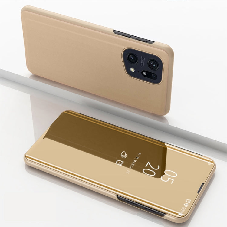 Plated Mirror Horizontal Flip Leather Case with Holder, For OPPO Find X5