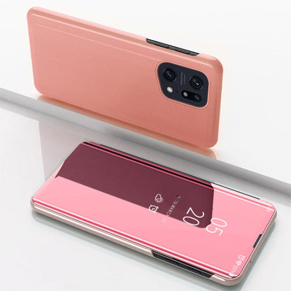 Plated Mirror Horizontal Flip Leather Case with Holder, For OPPO Find X5