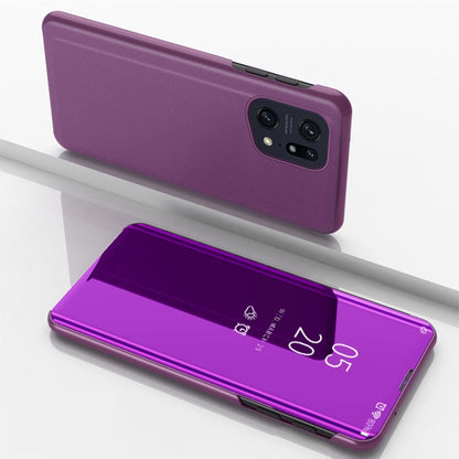 Plated Mirror Horizontal Flip Leather Case with Holder, For OPPO Find X5