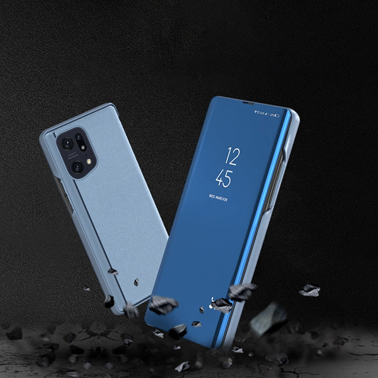 Plated Mirror Horizontal Flip Leather Case with Holder, For OPPO Find X5