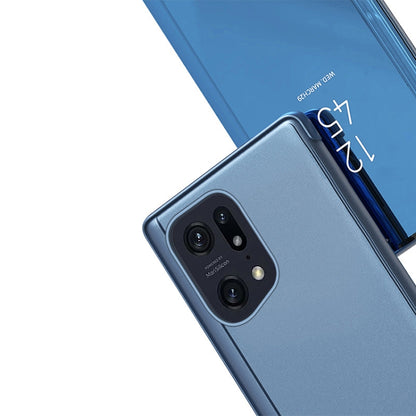 Plated Mirror Horizontal Flip Leather Case with Holder, For OPPO Find X5