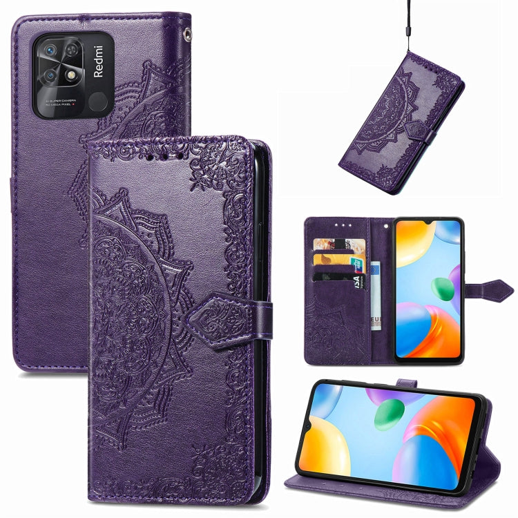 Mandala Flower Embossed Flip Leather Phone Case, For Xiaomi Redmi K50 Pro, For Xiaomi Redmi 10C, For Xiaomi Redmi Note 11 Pro 4G Global, For Xiaomi Poco X4 Pro 5G, For Xiaomi Poco M4 Pro 4G