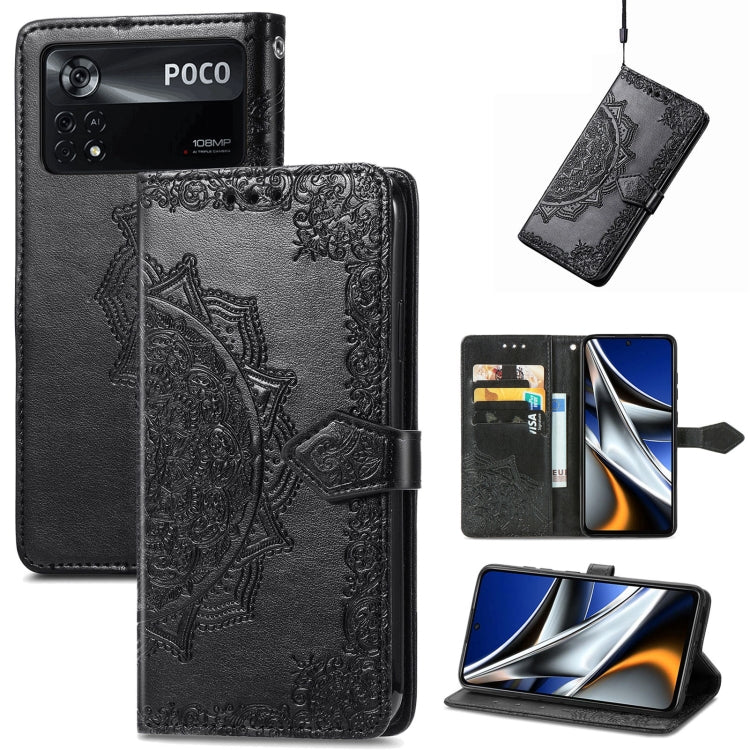 Mandala Flower Embossed Flip Leather Phone Case, For Xiaomi Redmi K50 Pro, For Xiaomi Redmi 10C, For Xiaomi Redmi Note 11 Pro 4G Global, For Xiaomi Poco X4 Pro 5G, For Xiaomi Poco M4 Pro 4G