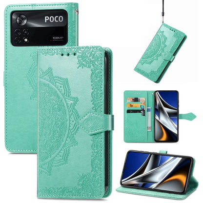 Mandala Flower Embossed Flip Leather Phone Case, For Xiaomi Redmi K50 Pro, For Xiaomi Redmi 10C, For Xiaomi Redmi Note 11 Pro 4G Global, For Xiaomi Poco X4 Pro 5G, For Xiaomi Poco M4 Pro 4G