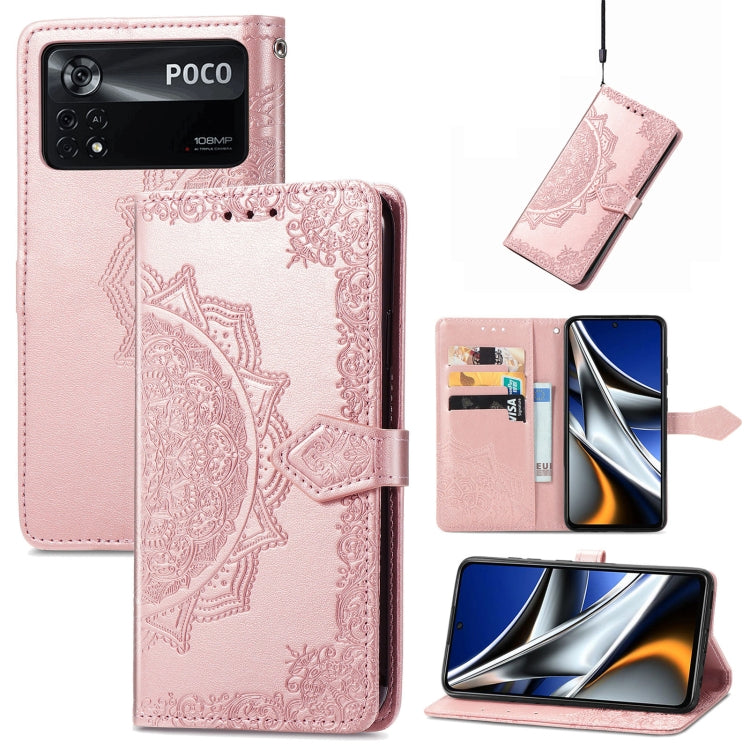 Mandala Flower Embossed Flip Leather Phone Case, For Xiaomi Redmi K50 Pro, For Xiaomi Redmi 10C, For Xiaomi Redmi Note 11 Pro 4G Global, For Xiaomi Poco X4 Pro 5G, For Xiaomi Poco M4 Pro 4G