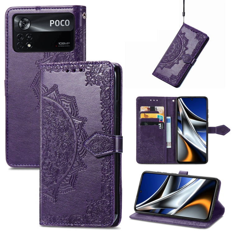 Mandala Flower Embossed Flip Leather Phone Case, For Xiaomi Redmi K50 Pro, For Xiaomi Redmi 10C, For Xiaomi Redmi Note 11 Pro 4G Global, For Xiaomi Poco X4 Pro 5G, For Xiaomi Poco M4 Pro 4G