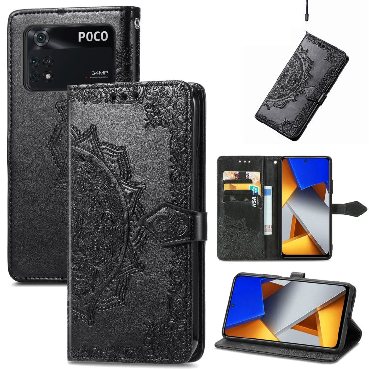 Mandala Flower Embossed Flip Leather Phone Case, For Xiaomi Redmi K50 Pro, For Xiaomi Redmi 10C, For Xiaomi Redmi Note 11 Pro 4G Global, For Xiaomi Poco X4 Pro 5G, For Xiaomi Poco M4 Pro 4G